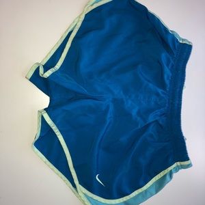 Blue and green Nike shorts